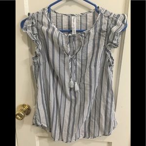 Soft textured gray striped tunic.